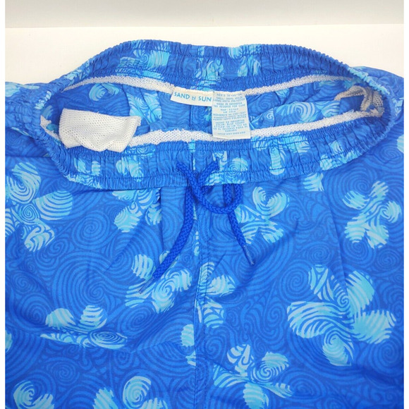 Vintage Sand N Sun Men's Mesh Lined Floral Swim Suit Swimwear Med Tie String - Picture 9 of 10